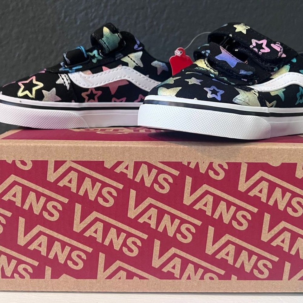 Sz 6 New (NWT) Vans Ward V Foil Stars Velcro Toddler Shoes: Size 6